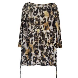 Maryan Mehlhorn Womens Swim Cover-Up Animal Print Sheer Belted Mini Dress Size S